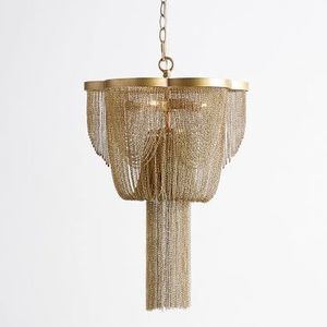 Metal chain draped chandelier.